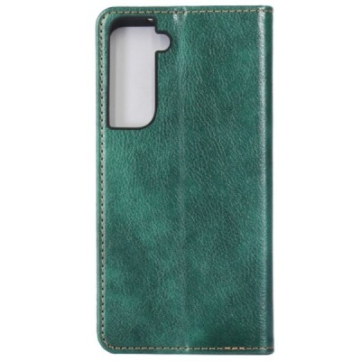 Samsung Galaxy S21+ (G996B) Solīds zaļš ādas atvērams maciņš | Vacins.lv
