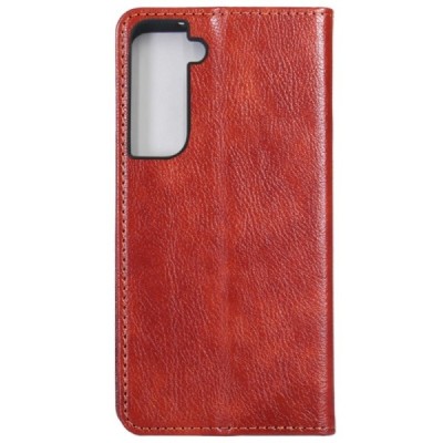 Samsung Galaxy S21+ (G996B) Solīds brūns ādas atvērams maciņš | Vacins.lv