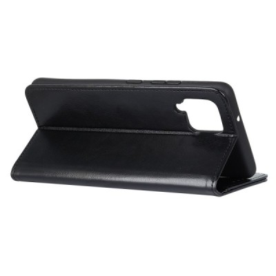 Samsung Galaxy A12 (A125F) atverčiamas juodas odinis dėklas - piniginė | Priedai.lt