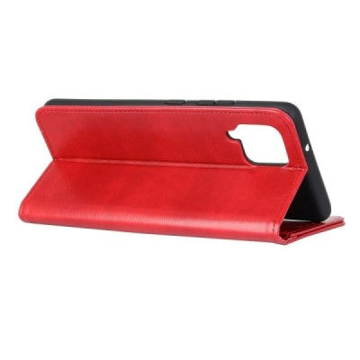 Samsung Galaxy A12 (A125F) atvēramais ādas sarkans maciņš (maks) | Vacins.lv