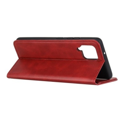 Samsung Galaxy A12 (A125F) sarkans ādas atvērams maciņš ar magnetu | Vacins.lv