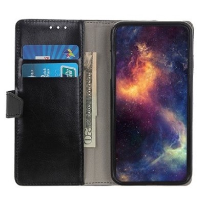 Nokia 5.4 atverčiamas juodas odinis dėklas - piniginė | Priedai.lt