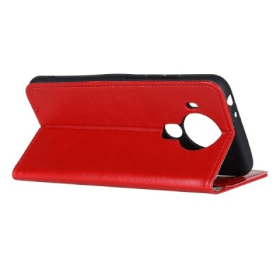 Nokia 5.4 atverčiamas raudonas odinis dėklas - piniginė | Priedai.lt