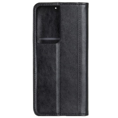 Samsung Galaxy S21 Ultra (G998B) melns ādas atvērams maciņš ar magnetu | Vacins.lv