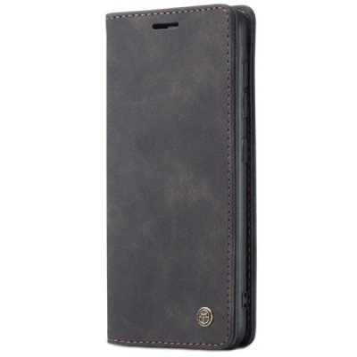 Samsung Galaxy S21 (G991B) CaseMe Retro solīds atvēramais ādas melns maciņš - maks | Vacins.lv