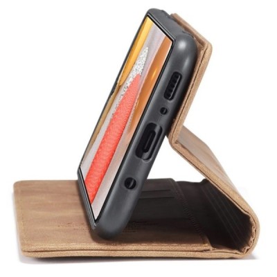 Samsung Galaxy S21 (G991B) CaseMe Retro solīds atvēramais ādas brūns maciņš - maks | Vacins.lv