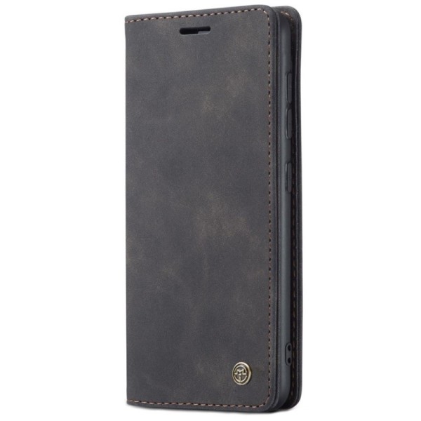 „CaseMe“ Retro solīds atvēramais ādas maciņš - melns (Galaxy S21+)