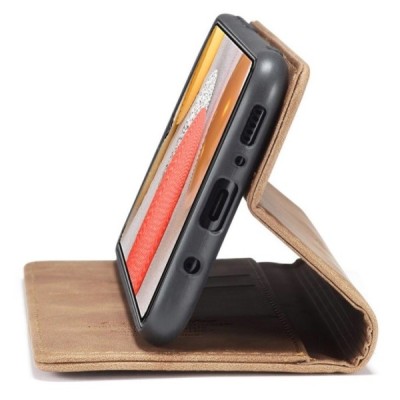 Samsung Galaxy S21+ (G996B) CaseMe Retro solīds atvēramais ādas brūns maciņš - maks | Vacins.lv