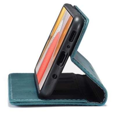 Samsung Galaxy S21+ (G996B) CaseMe Retro solidus atverčiamas žalias odinis dėklas - knygutė | Priedai.lt