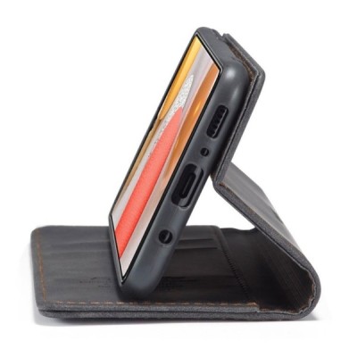 Samsung Galaxy S21 Ultra (G998B) CaseMe Retro solīds atvēramais ādas melns maciņš - maks | Vacins.lv