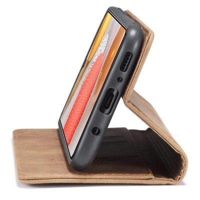 Samsung Galaxy S21 Ultra (G998B) CaseMe Retro solīds atvēramais ādas brūns maciņš - maks | Vacins.lv