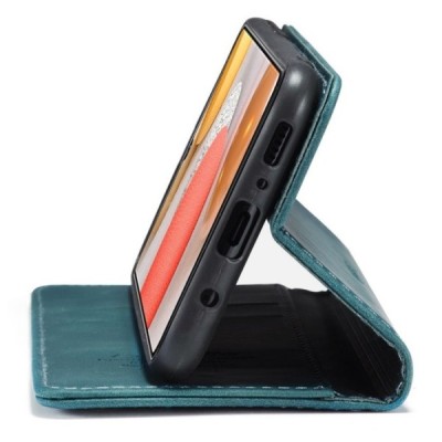 Samsung Galaxy S21 Ultra (G998B) CaseMe Retro solīds atvēramais ādas zaļš maciņš - maks | Vacins.lv