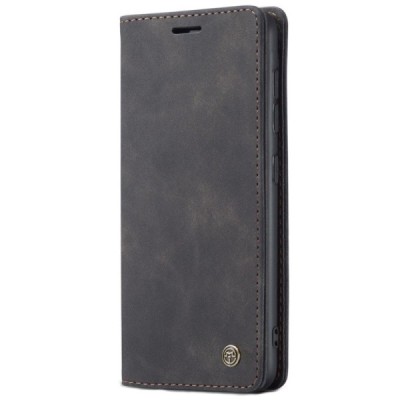 Samsung Galaxy A42 5G CaseMe Retro solīds atvēramais ādas melns maciņš - maks | Vacins.lv