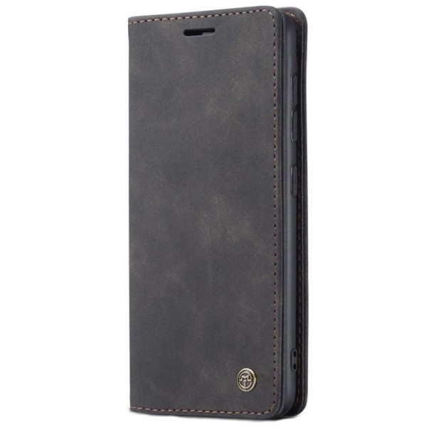 „CaseMe“ Retro solīds atvēramais ādas maciņš - melns (Galaxy A42 5G)