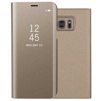 Samsung Galaxy S7 (G930) plastmasas atvērams zelta ādas maciņš | Vacins.lv