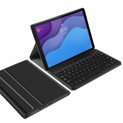 Lenovo Tab M10 10.1" HD Gen 2 (X306F, X306X) ādas atvēramais melns futrālis ar bluetooth tastatūra | Vacins.lv