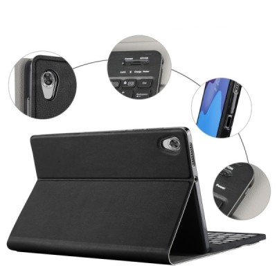 Lenovo Tab M10 10.1" HD Gen 2 (X306F, X306X) ādas atvēramais melns futrālis ar bluetooth tastatūra | Vacins.lv