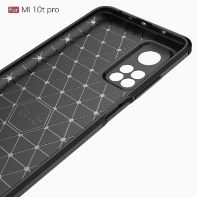 Xiaomi Mi 10T (Mi 10T Pro) „Carbon“ cieta silikona (TPU) melns apvalks | vacins.lv