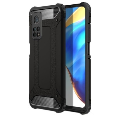 Sustiprintos apsaugos Xiaomi Mi 10T (Mi 10T Pro) juodas kieto silikono (TPU) ir plastiko dėklas | Priedai.lt