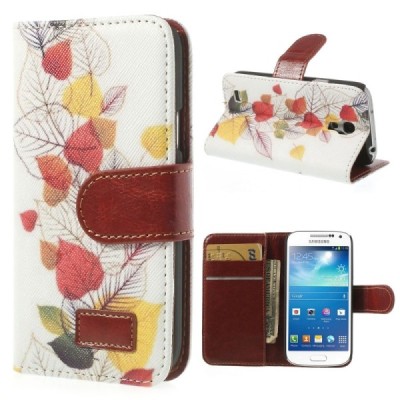 Atverčiamas Samsung Galaxy S4 Mini dėklas (piniginė) - ruduo / Priedai.lt