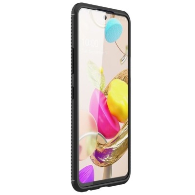 LG K42 „Carbon“ Fiber kieto silikono TPU juodas dėklas - nugarėlė | Priedai.lt