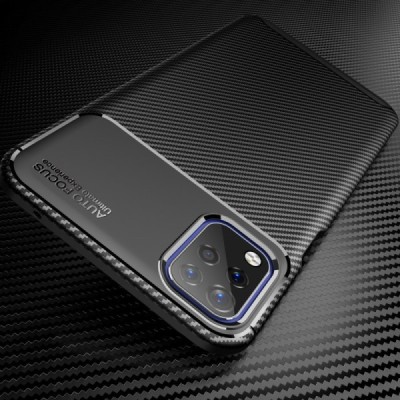 LG K42 „Carbon“ Fiber kieto silikono TPU juodas dėklas - nugarėlė | Priedai.lt