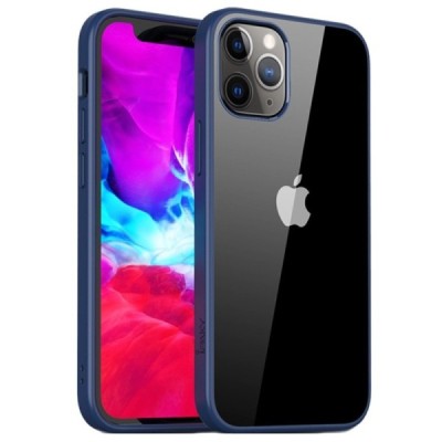 Apple iPhone 12 (12 Pro) elegants „IPAKY“ Royal dzidrs (caurspīdīgs) silikona apvalks (apmales zilā krāsā) | Vacins.lv