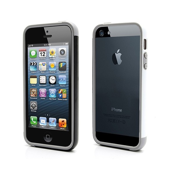 „Walnutt“ Trio rėmelis (bamperis) - baltas / juodas (iPhone 5 / 5S / SE 2016)