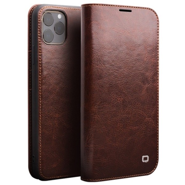 „QIALINO“ atvēramais ādas maciņš - brūns (iPhone 11 Pro)