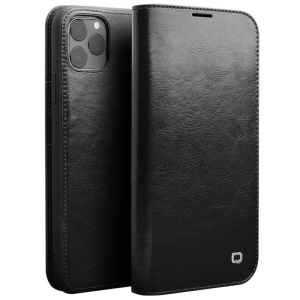 „QIALINO“ atvēramais ādas maciņš - melns (iPhone 11 Pro Max)