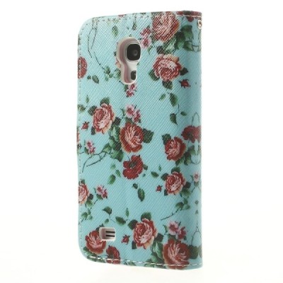 Atverčiamas Samsung Galaxy S4 Mini gėlėtas mėtinis dėklas (piniginė) / Priedai.lt