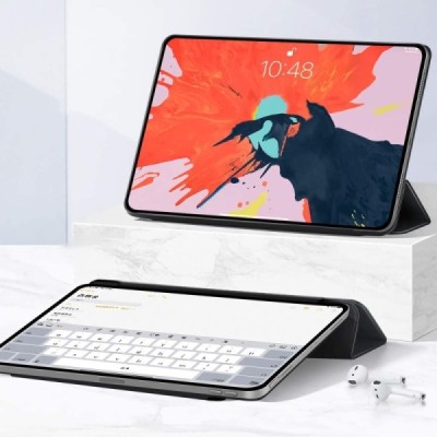 Apple iPad Pro 11 (2022, 2021, 2020, 2018, Air 4 2020) Leather Smart Cover melns atvēramais maciņš | Vacins.lv