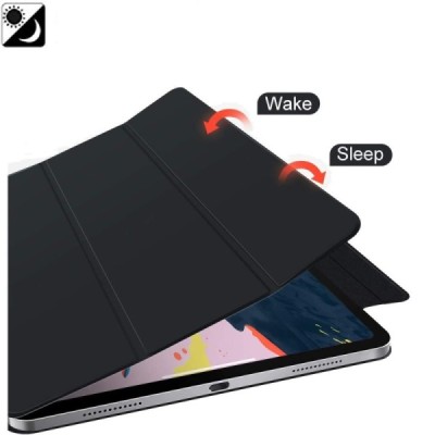 Apple iPad Pro 11 (2022, 2021, 2020, 2018, Air 4 2020) Leather Smart Cover melns atvēramais maciņš | Vacins.lv