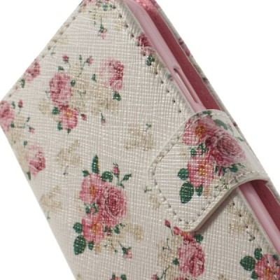 Atverčiamas Samsung Galaxy S4 Mini gėlėtas baltas dėklas (piniginė) / Priedai.lt