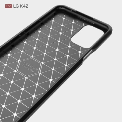 LG K42 „Carbon“ cieta silikona (TPU) melns apvalks | vacins.lv