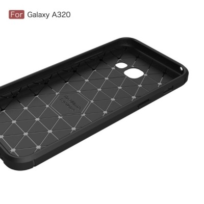 Samsung Galaxy A3 (2017) A320 „Carbon“ cieta silikona (TPU) melns apvalks | vacins.lv