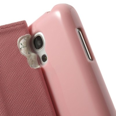 Atverčiamas Samsung Galaxy S4 Mini gėlėtas baltas dėklas (piniginė) / Priedai.lt