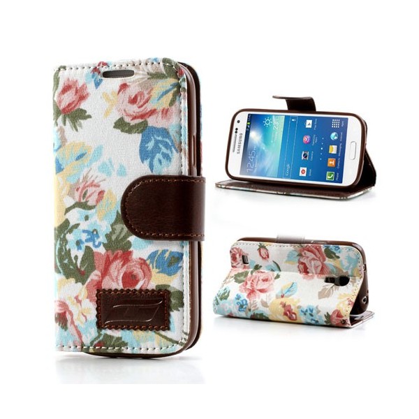 Atverčiamas „rožių“ dėklas (piniginė) - spalvotas (Galaxy S4 mini)