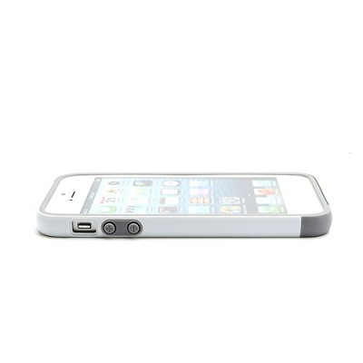 Baltos, juodos ir pilkos spalvų „Walnutt“ Trio kieto silikono (TPU) Apple iPhone SE (5, 5s) dėklas (rėmelis) - kraštų apvadas, b