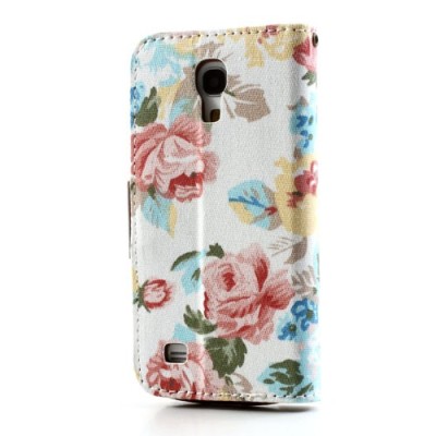Atverčiamas Samsung Galaxy S4 Mini gėlėtas spalvotas dėklas (piniginė) / Priedai.lt