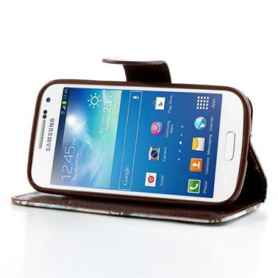 Atverčiamas Samsung Galaxy S4 Mini gėlėtas spalvotas dėklas (piniginė) / Priedai.lt
