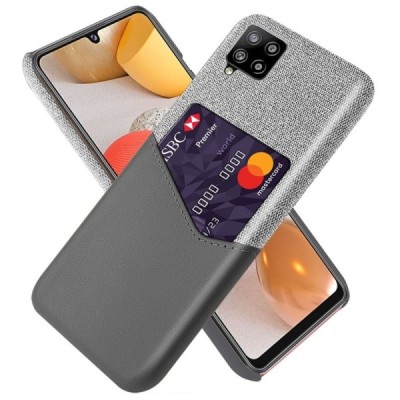 Samsung Galaxy A42 5G „KSQ“ Shell pelēks ādas apvalks ar iebūvētu karšu turētāju | Vacins.lv