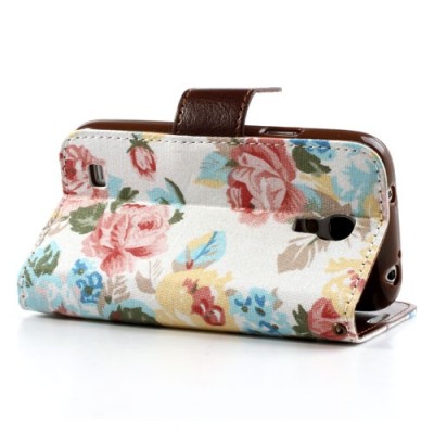 Atverčiamas Samsung Galaxy S4 Mini gėlėtas spalvotas dėklas (piniginė) / Priedai.lt