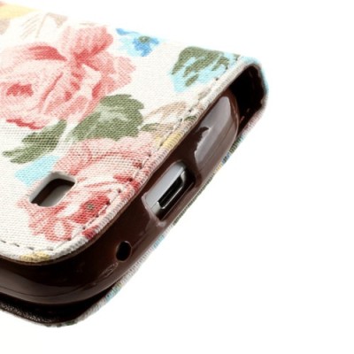 Atverčiamas Samsung Galaxy S4 Mini gėlėtas spalvotas dėklas (piniginė) / Priedai.lt
