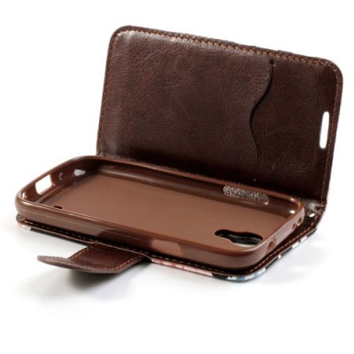 Atverčiamas Samsung Galaxy S4 Mini gėlėtas spalvotas dėklas (piniginė) / Priedai.lt