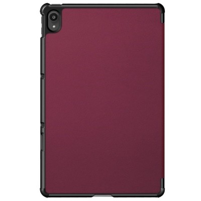 Lenovo Tab P11 11" (J606F) atverčiamas bordo odinis dėklas (sulankstomas) | Priedai.lt