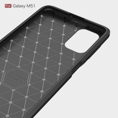 Samsung Galaxy M51 (M515) „Carbon“ cieta silikona (TPU) melns apvalks | vacins.lv