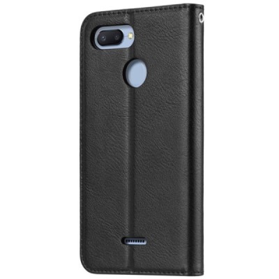 Greznais „Comma“ sērijas ādas atvērams melns Xiaomi Redmi 6 (6A) futrālis | Vacins.lv