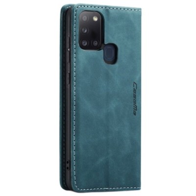 Samsung Galaxy A21s (A217) CaseMe Retro solīds atvēramais ādas zaļš maciņš - maks | Vacins.lv