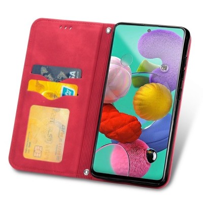 Samsung Galaxy A51 (A515) „Split“ sērijas sarkans atvērams maciņš, maks | Vacins.lv